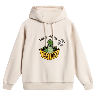 李宁迪士尼玩具总动员系列宽松冬加绒女套头连帽卫衣AWDU494-B品