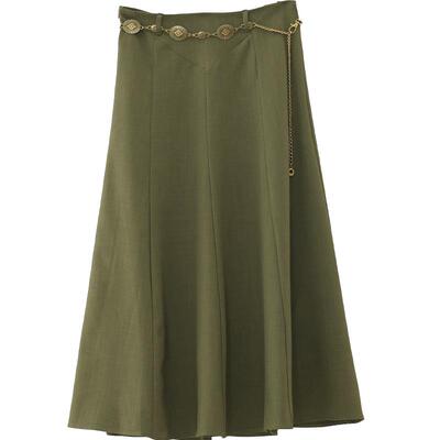 瑞尔中长伞裙复古A字半身裙