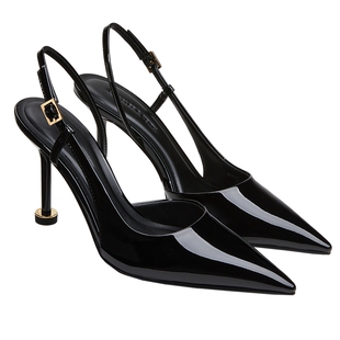 CHARLES&KEITH秋冬女鞋CK1-60280477漆皮尖头斑马纹高跟凉鞋女