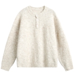 男士亨利领老钱风针织衫男冬季加厚毛衫羊毛上衣保暖毛衣慵懒内搭