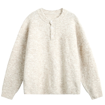 加厚针织亨利领复古老钱风毛衣