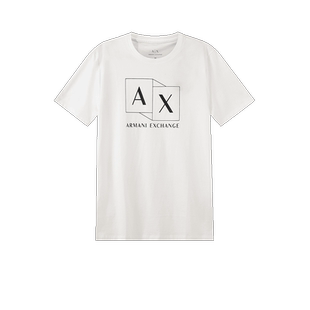 【自营】阿玛尼 AX 男士棉质修身版圆领短袖T恤 3DZTAD ZJ9AZ男装