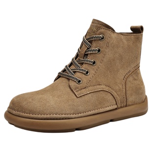 达芙妮春款靴子女2026新款春季厚底马丁靴圆头勃肯靴棕色工装短靴