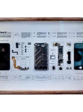 [小西设计所] iPhone4/4S手机拆解装裱装饰挂画实木框简约艺术画