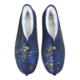 老北京千层底加绒保暖二棉鞋中式复古男女春秋手工缝制低帮布鞋