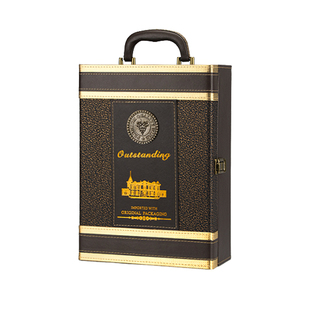 加宽红酒包装盒 葡萄酒皮盒子大号双支礼盒  通用2支装红酒盒定制