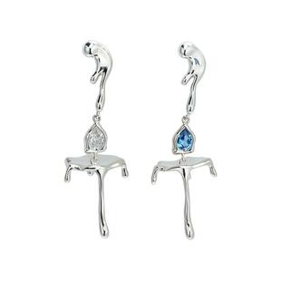 MOON WILD野月亮925银水滴耳环女不对称原创设计耳坠小众轻奢耳饰