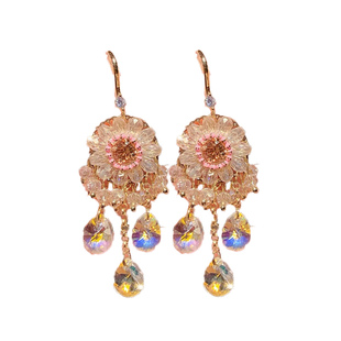 轻奢复古民族风精致甜美小众水晶流苏耳挂耳环时尚百搭高级感耳饰