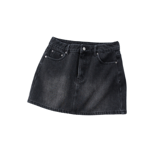 晶咕白标DADATATA【加州之行】复古做旧水洗加绒短款牛仔半身裙女