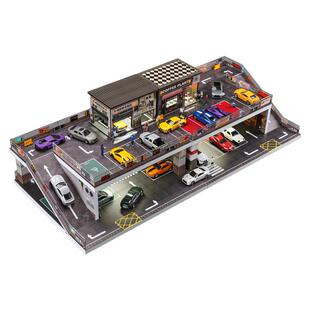 收藏家1比64玩具车模型收纳展示架仿真停车场送孩子新年礼物带灯