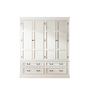 白色衣柜实木落地成品纯实木白蜡木衣橱卧室家具美式风格简约法式