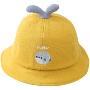 婴儿帽子春秋薄款可爱超萌一岁宝宝帽子秋款儿童渔夫帽男宝宝帽潮