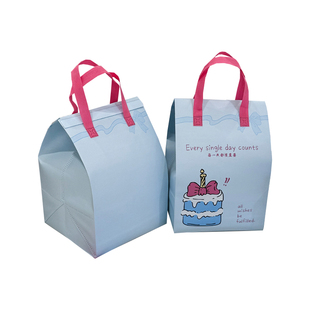 4 68寸一次性生日蛋糕盒保温袋铝箔手提外卖烘焙打包包装冷藏定制