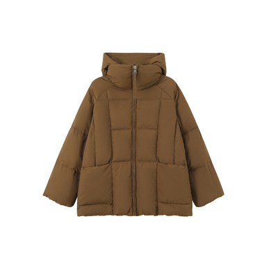 本依凡冬季连帽短羽绒服