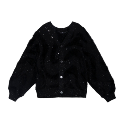 HARE针织衫男冬季新款条纹休闲宽松毛绒毛衣日系长袖开衫133463