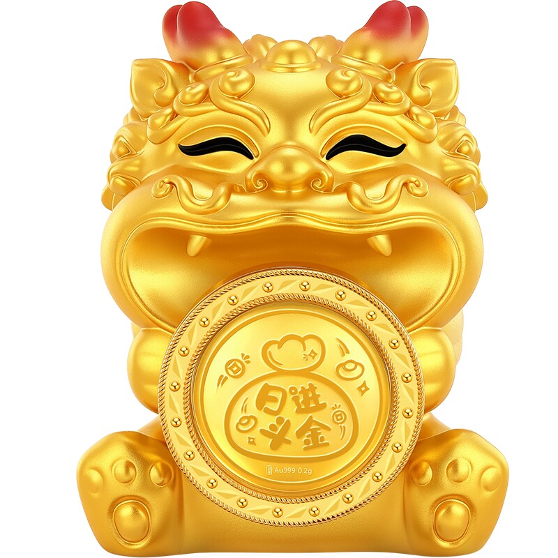 潮宏基好事发生聚财吞金兽黄金金币足金投资金入户摆件新年送礼