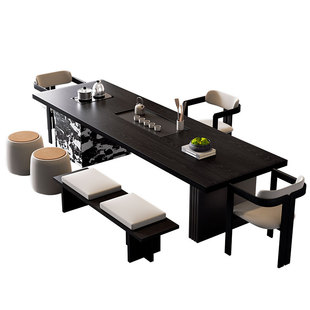 实木茶桌岛台一体式泡茶桌椅组合意式轻奢高级感现代简约茶台新款