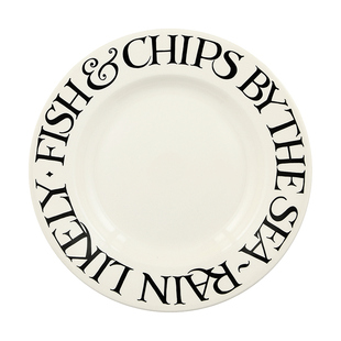 Emma Bridgewater10.5英寸餐盘黑吐司系列高颜值陶瓷盘炸鱼薯条