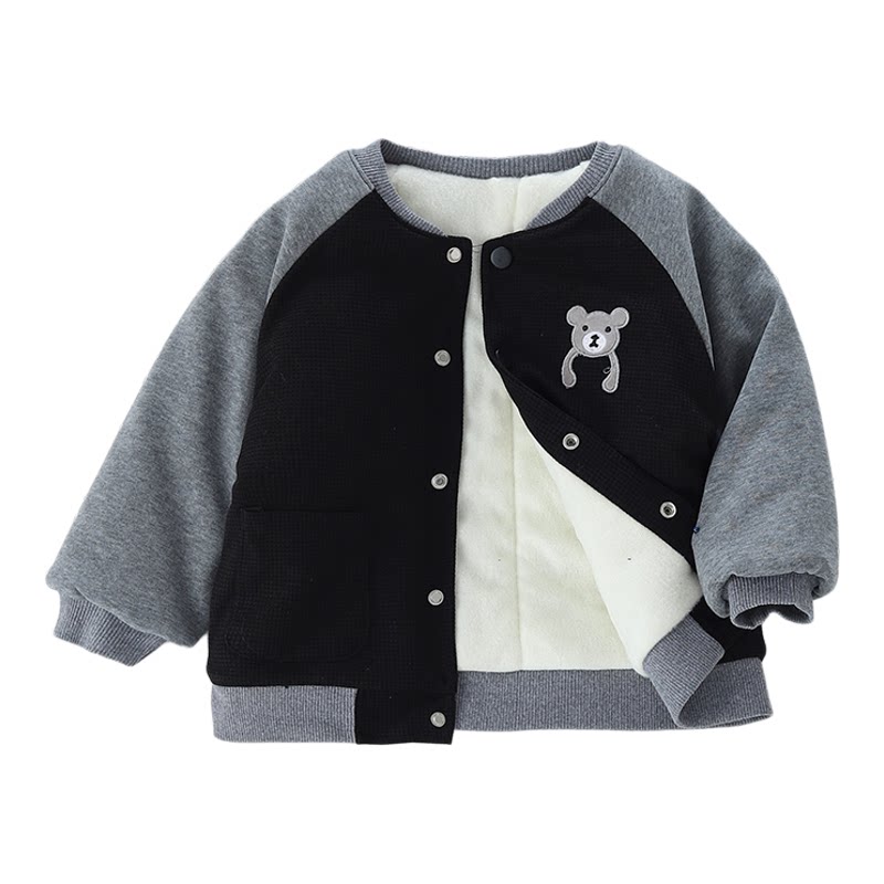 儿童加绒加棉棒球服开衫