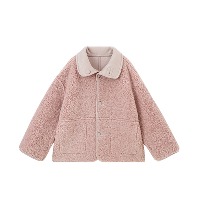 布丁哈鲁冬装童装女童2025秋冬儿童麂皮绒双面穿加绒外套加厚保暖