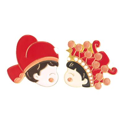 卡通金属情侣结婚拍照小饰品胸针
