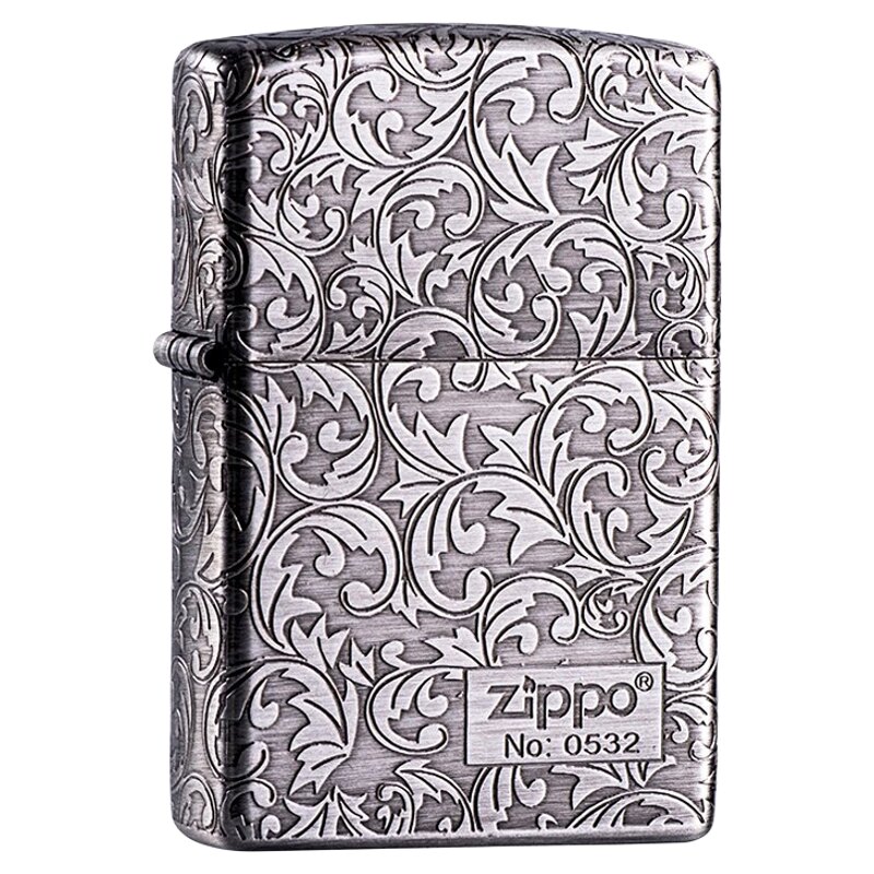 ZIPPO正品煤油打火机官方正品五面唐草熏银退伍生日送男朋友礼物