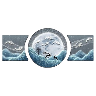 民族新款风客厅三联装饰画简约沙发背景墙艺术杜瓦挂画珠联璧合