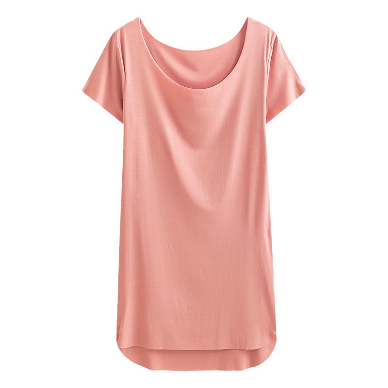 HEARMES 莫代尔睡裙女夏季薄款女士短袖连体修身显瘦睡衣家居服