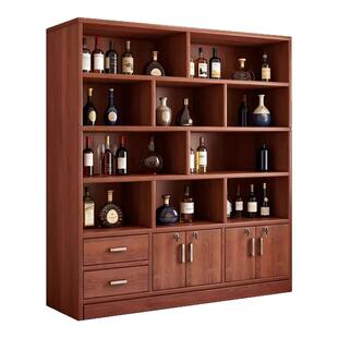 实木酒柜家用展示柜客厅靠墙一体收纳柜防尘带门储物柜酒架置物架