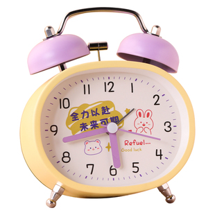儿童闹钟女孩学生专用起床神器夜灯高颜值静音初中生专用桌面时钟