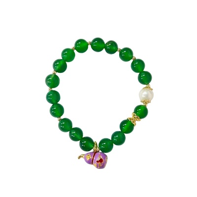 新年礼物绿玛瑙珍珠显白手链