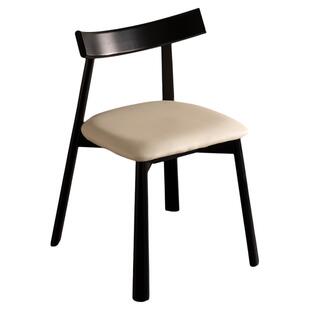 原木风橡胶木餐椅北欧简约猫抓皮软包椅设计感实木环抱式靠背椅子