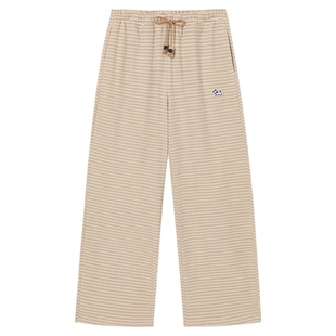 PSO Brand女装可爱小狗撞色条纹直筒红色卫裤女款阔腿休闲裤子