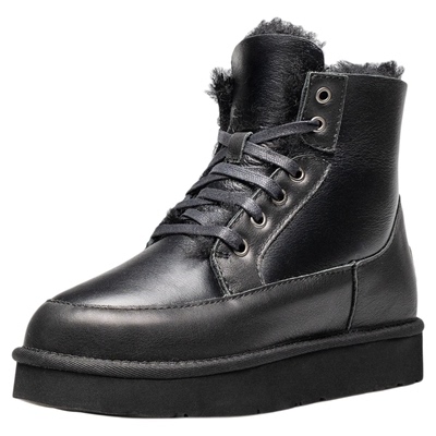 AUMU男女款牛皮防水雪地靴