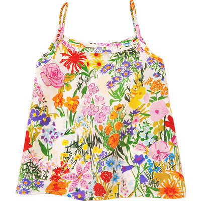 女童碎花真丝吊带背心桑蚕丝上衣