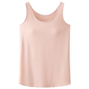 吊带背心女夏季新款冰丝带胸垫一体外穿宽松短袖t恤家居睡衣上衣