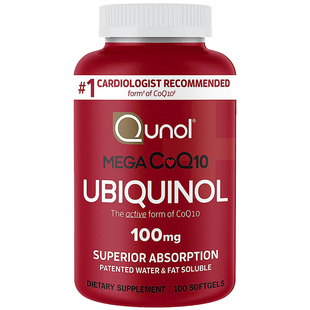 QUNOL 泛醇Ubiquinol 还原型Mega辅酶Q10胶囊100粒水脂全溶高吸收