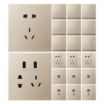 公牛usb多孔g27金一开关插座面板