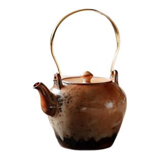 梵汝 日式陶艺水墨柴烧粗陶提梁壶台湾志野烧泡茶壶窑家用泡茶器