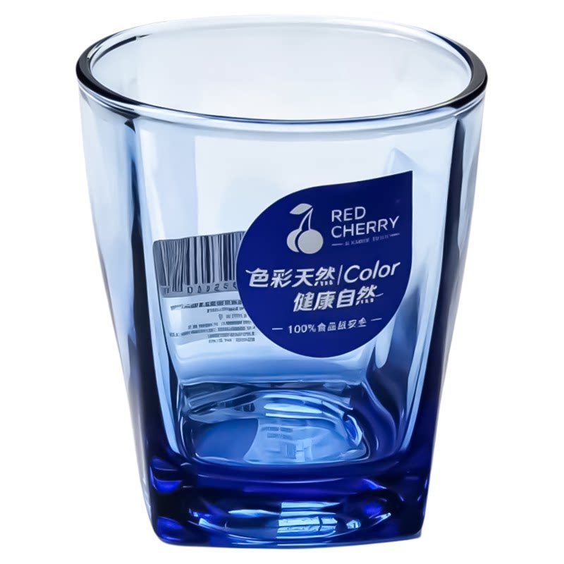 四方加厚彩色玻璃杯水杯啤酒杯