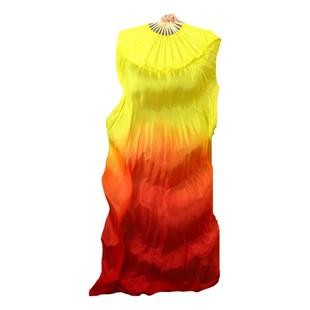 欢聚一堂真丝舞蹈扇火焰扇渐变肚皮舞绸扇加长表演道具扇星星之火