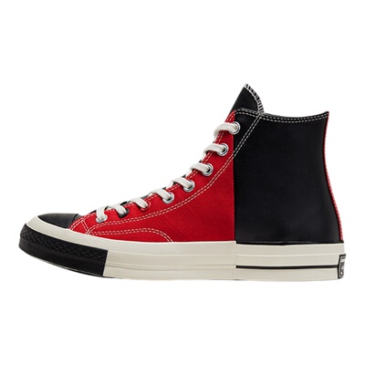 Converse匡威 1970S高帮红色帆布黑色皮质拼接男女休闲鞋168624C