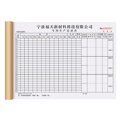 【车间生产记录表】极速发货