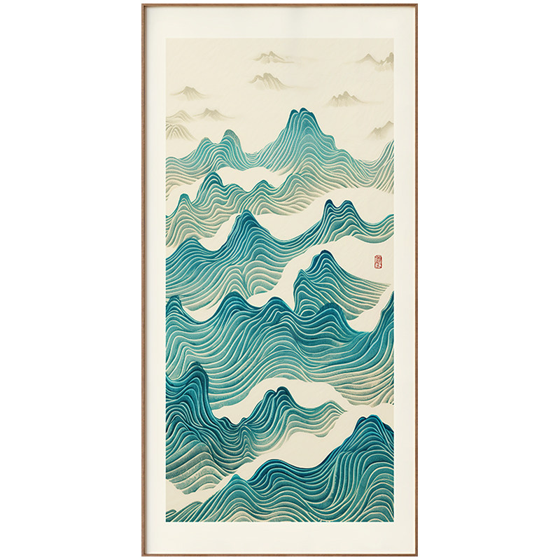 墙蛙玄关新中式见山挂画