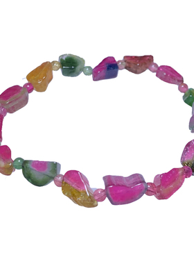 天然溏心西瓜碧玺随形单圈手链女