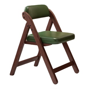 客厅实木复古靠背椅可折折叠椅椅子小户型家用餐桌椅餐椅马鞍皮叠