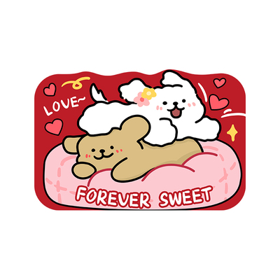 可爱小狗结婚红色硅藻泥浴室地垫