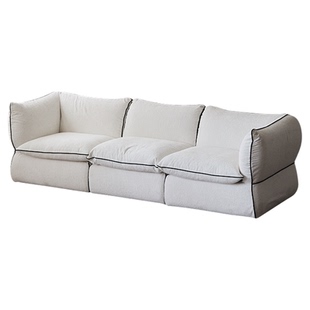 zolle云眠沙发/客厅布艺直排贵妃侘寂奶油风小户型中古包豪斯沙发