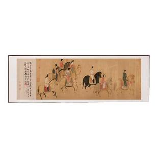 中式酒店餐厅虢国夫人游春图挂画别墅客厅高档大气宋代人物装饰画