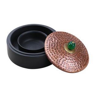 山百集墨盒简曰铜盖火锅砚书法歙砚天然原石可研墨砚台不干墨砚台